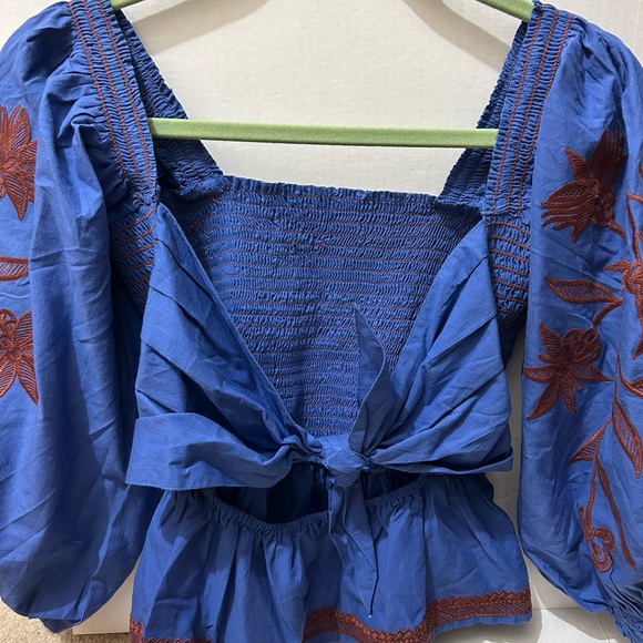 Omika Dumnore Blouse in Anya Cobalt -NWT - Picture 6 of 10